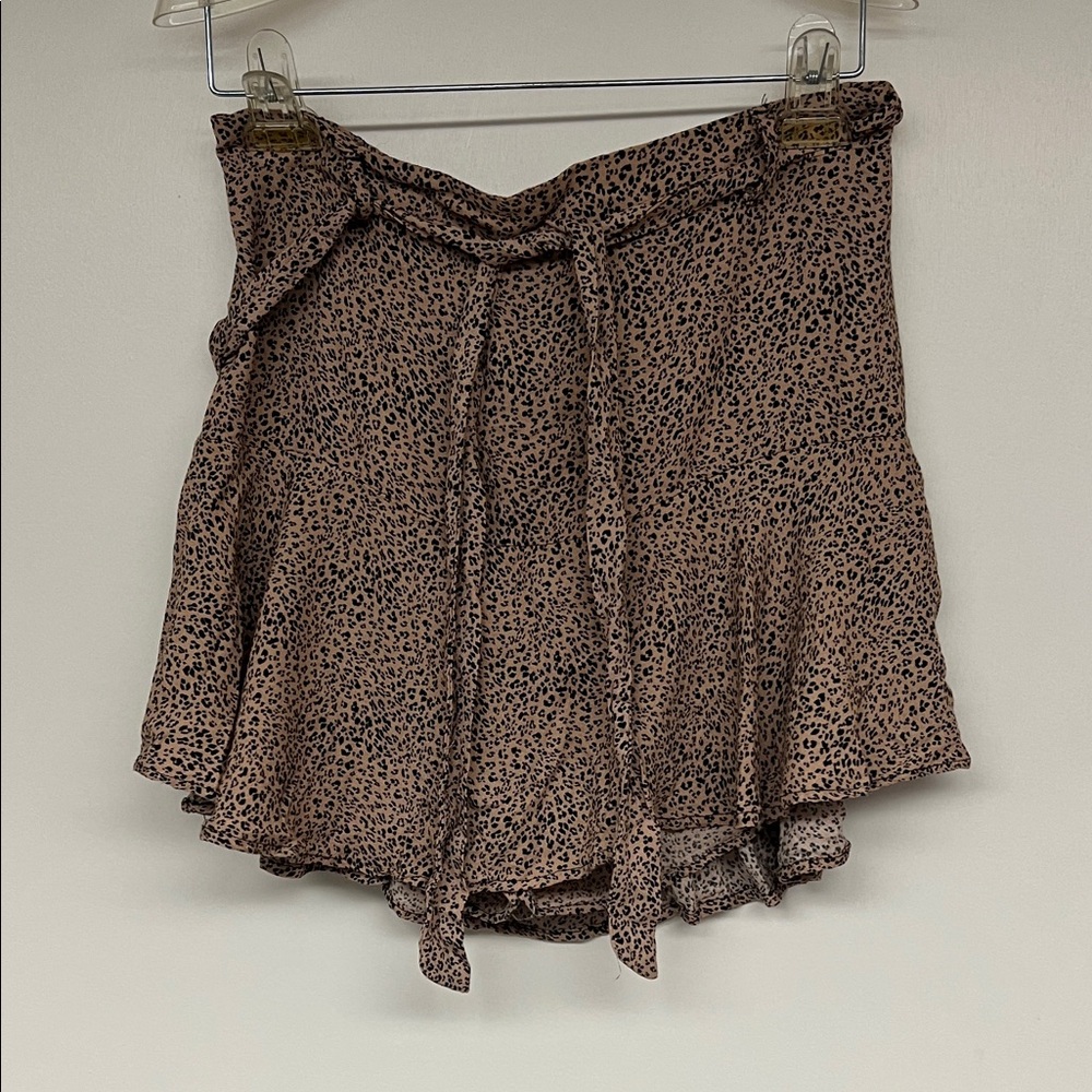 Leopard Print Ruffled Mini Skort with Tie Waist